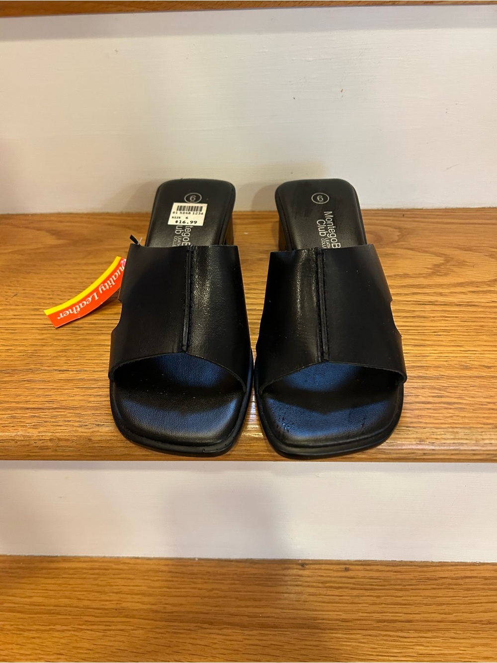 Montego Bay Club Black Open-Toe Slide Sandals (NWT)